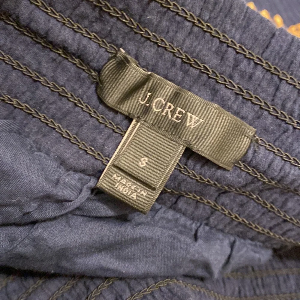 J. Crew Dark Blue Shorts with Tan Embroidery. Size S